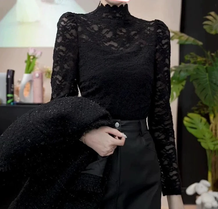 秋冬新款性感磨毛半高领打底衫