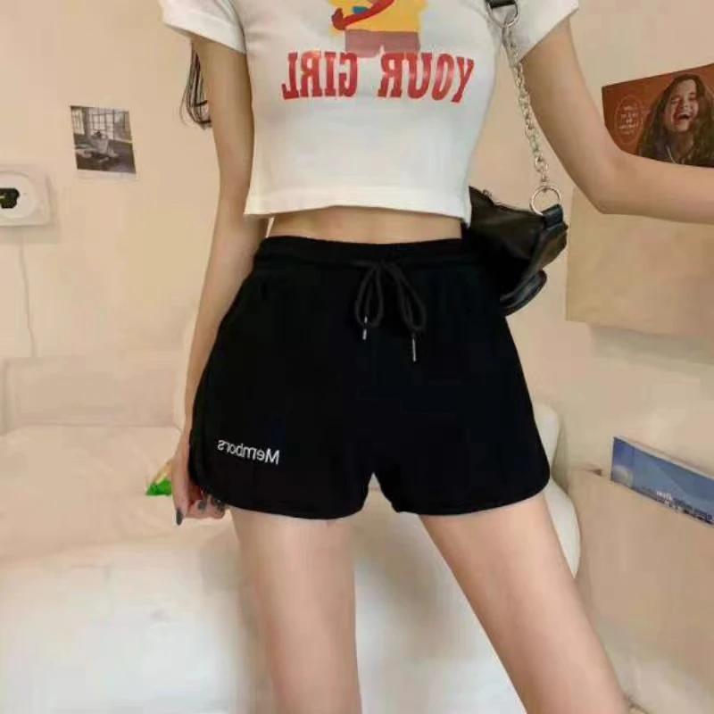 时尚外穿宽松短款高腰抽绳