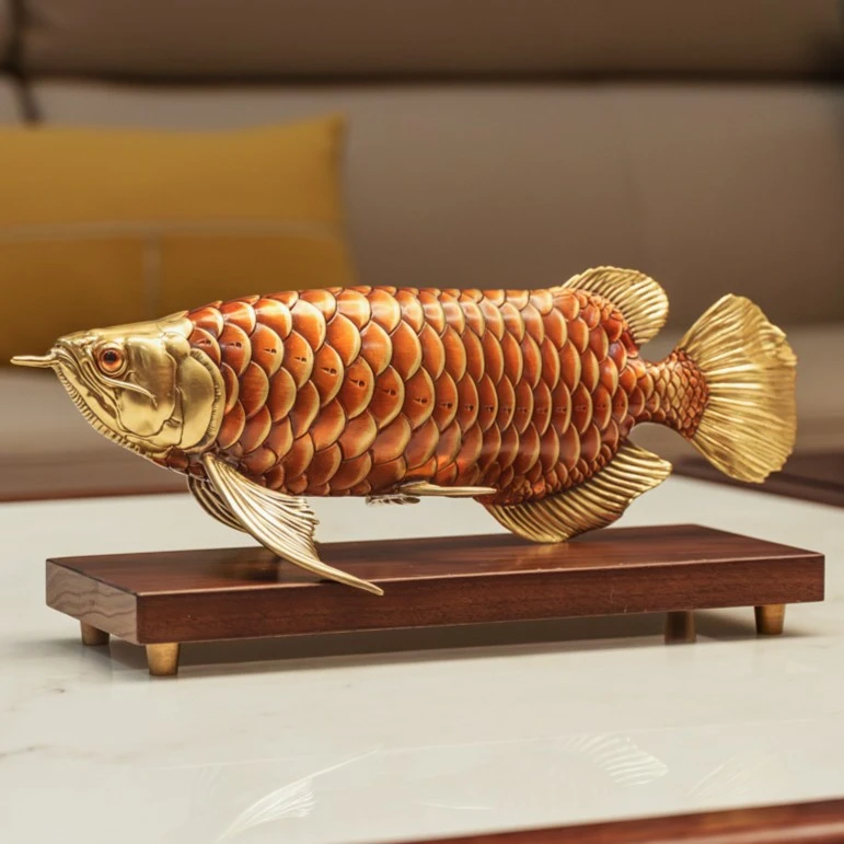 铜百意【金龙鱼】黄铜客厅摆件年年有余创意玄关摆件家居饰品