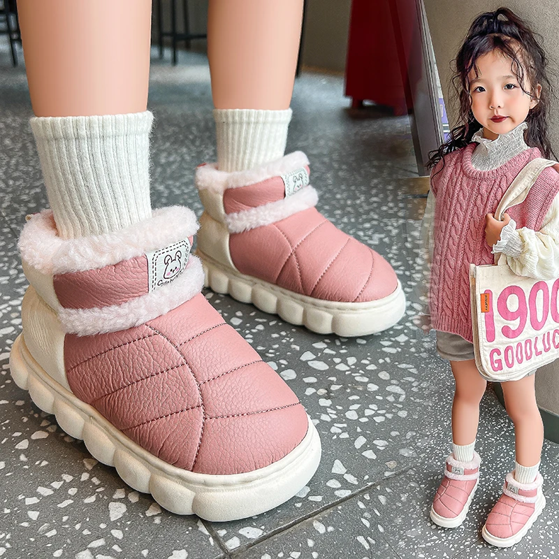 儿童雪地靴2025新款冬季加绒加厚女童软底棉靴子男童宝宝保暖棉鞋