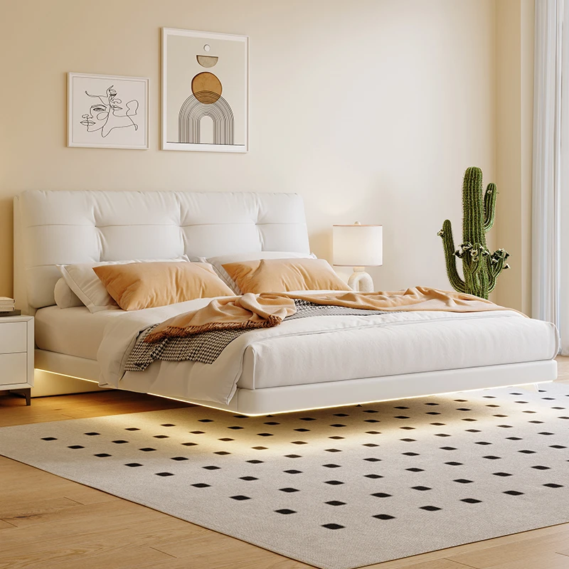 麦林熊麦林熊云朵悬浮真皮主卧床现代轻奢真皮高端大气双人软包床