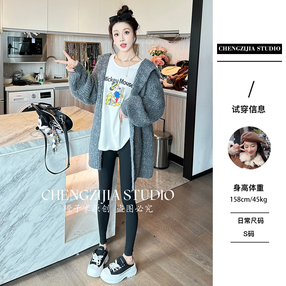 【裴诗婷】MY0585带帽开衫毛衣外套