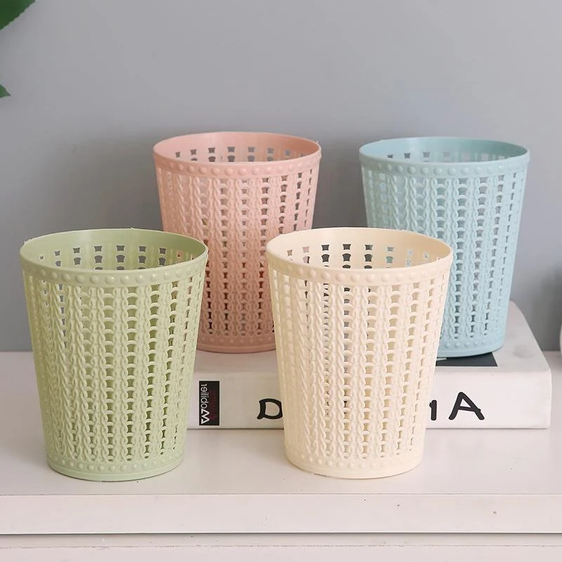 家用桌面收纳桶垃圾桶可爱办公室电脑桌前小杂物收纳桶镂空垃圾桶