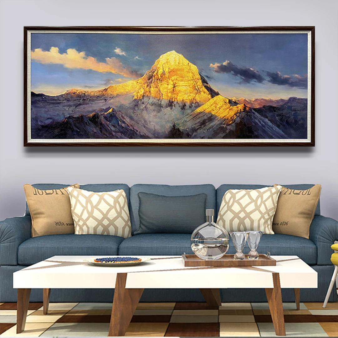 《冈仁波齐》装饰画高级感玄关轻奢背有靠山客厅客厅背景墙中堂挂画