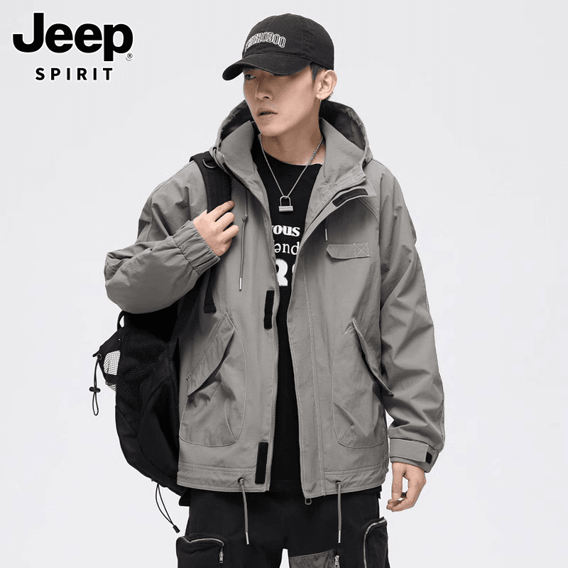 Jeep吉普男士夹克春秋季潮流百搭户外工装上衣宽松休闲运动外套