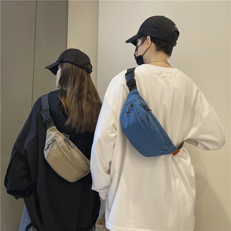 【男女同款】纯色腰包小挎包男原宿手机包休闲嘻哈运动斜挎包女时尚