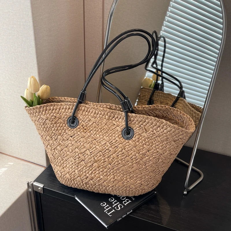 休闲女士包包2025春夏新款草编包大容量海边沙滩度假单肩包托特包