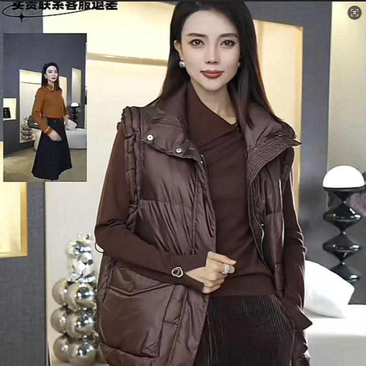 【专柜同款】Y400099曼德诗新款立领白鸭绒背心羽绒服马甲外套