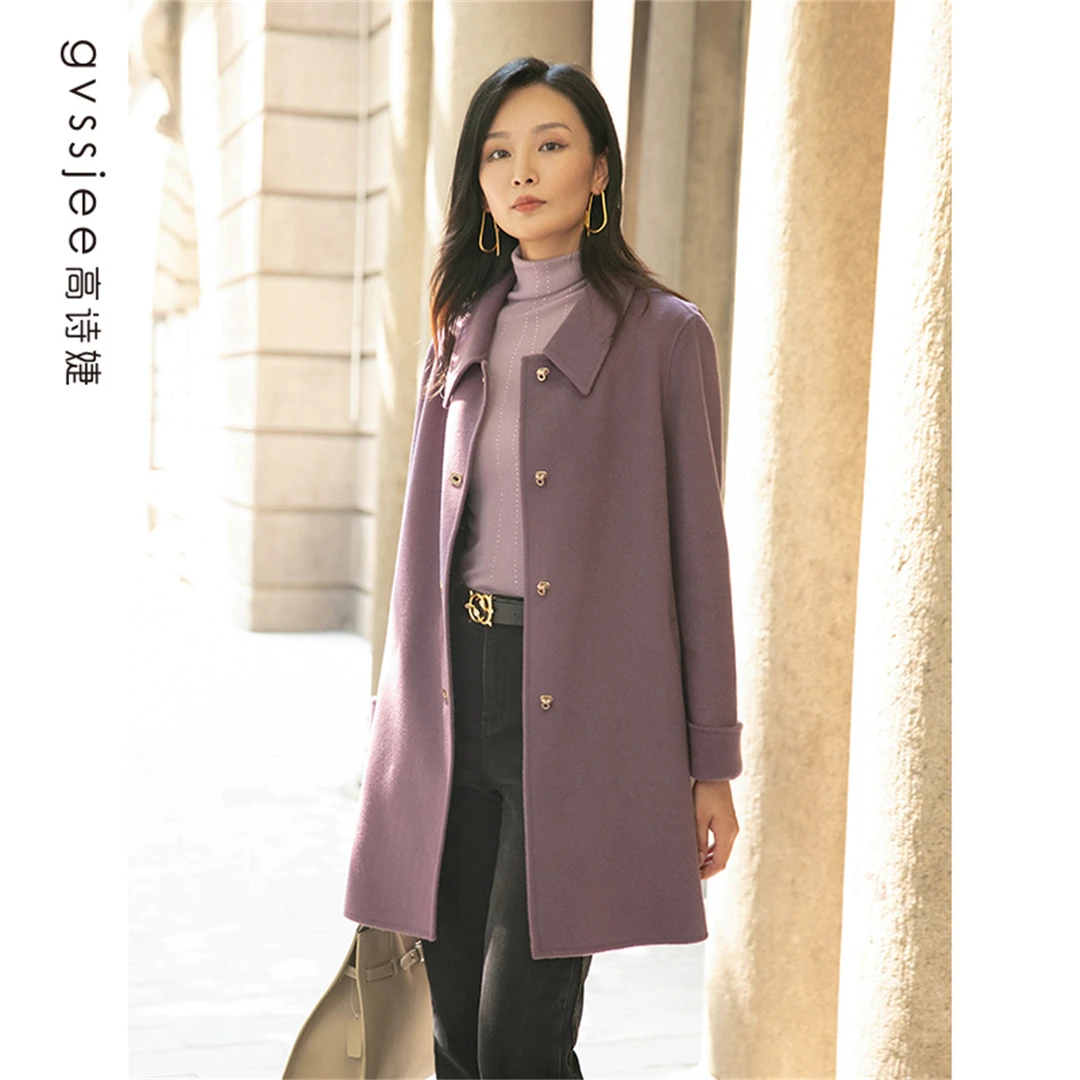 高诗婕商场同款冬季新款双面呢大衣女百搭外套234147221-91