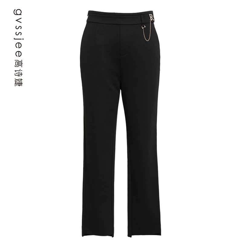 高诗婕商场同款新款九分裤黑色通勤百搭长裤241182038-61