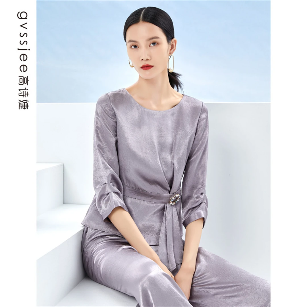 高诗婕新款高贵收腰洋气高端别致小衫上衣女221319086-72