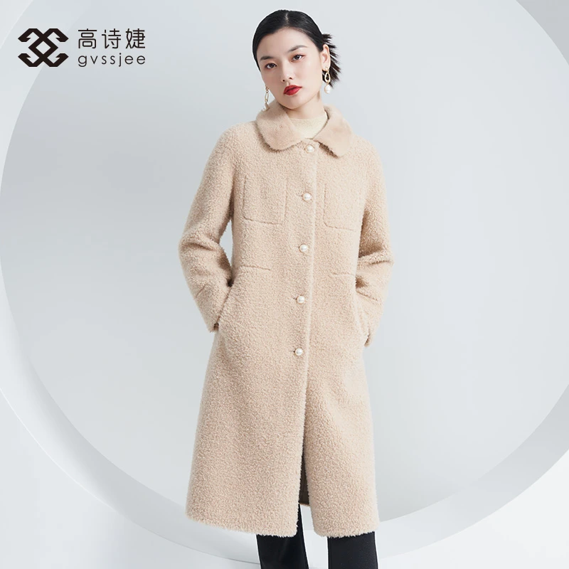 高诗婕冬季羊剪绒大衣214249250-14 /214349250-42 外套