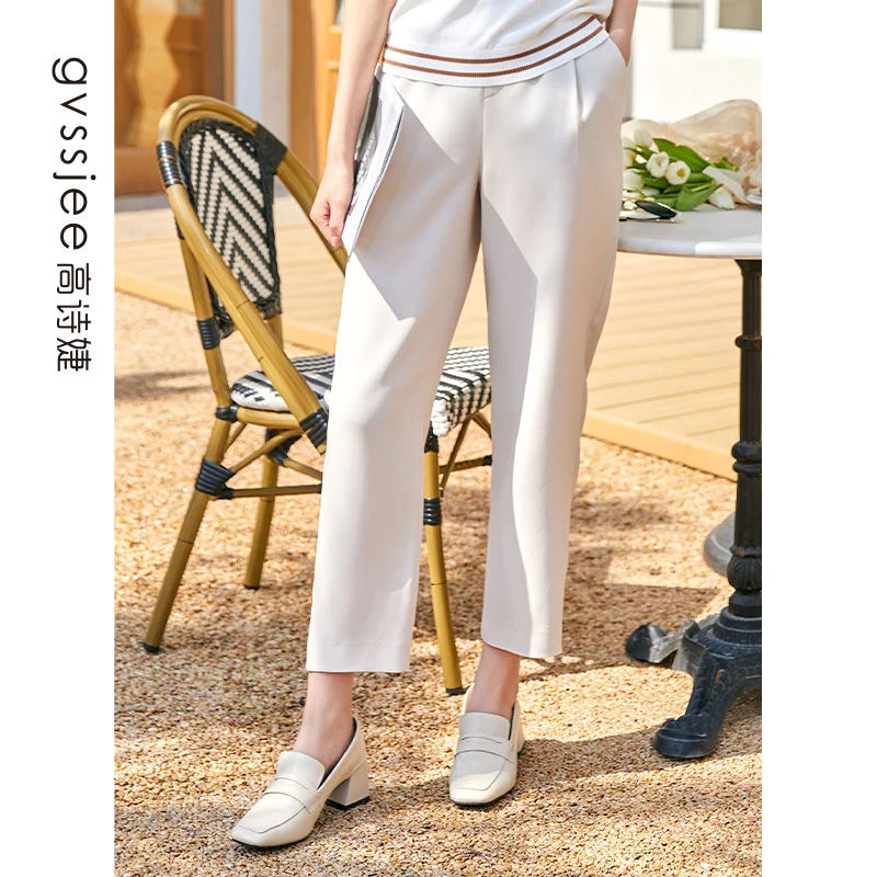 高诗婕夏季烟管九分裤女高腰显瘦百搭直筒休闲裤232582139-14