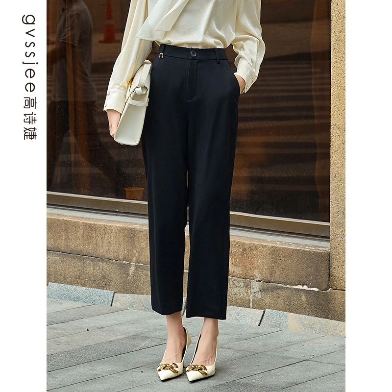 高诗婕秋季新款商场同款女士高腰九分裤百搭长裤243482127-61