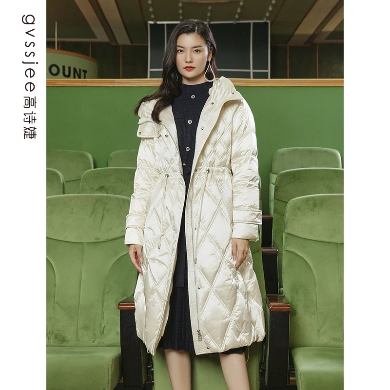 高诗婕冬季亮面鸭绒轻薄羽绒服女中长款224152228-11