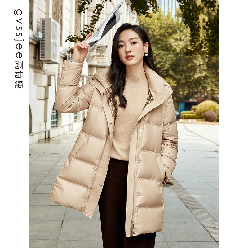 高诗婕冬季新款中长款鹅绒羽绒服外套潮244653348-85