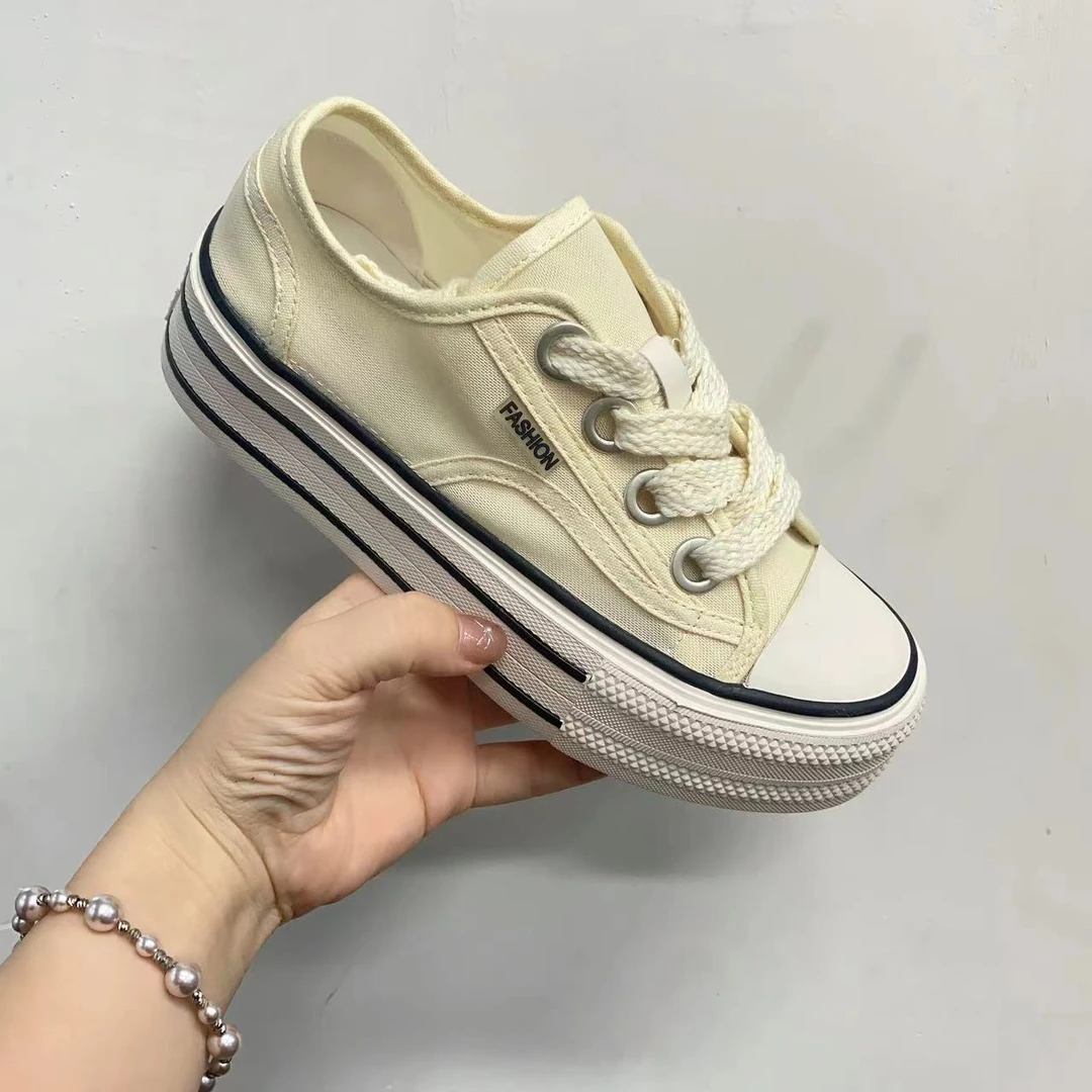 厚底鞋女2024年春秋季新款透气小白鞋时尚防滑女学生百搭ins板鞋