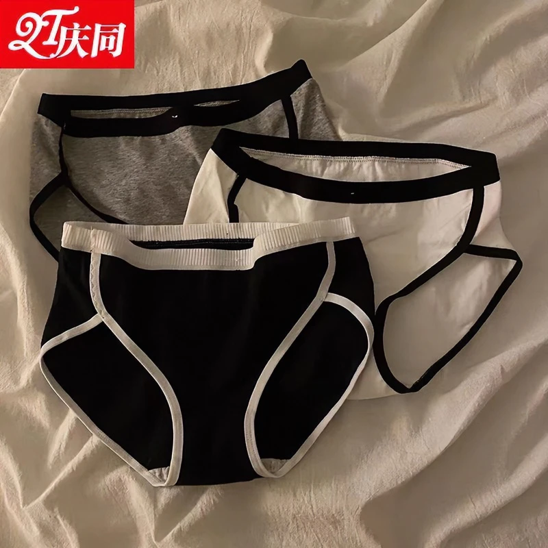 庆同 女士全棉中腰内裤女纯棉抗菌少女亲肤无痕三角裤网红爆款