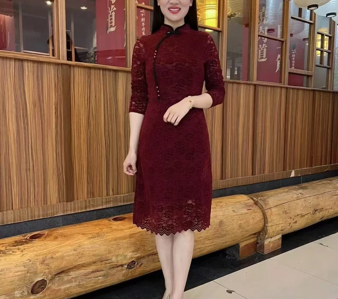 2024妈妈秋冬婚宴礼服连衣裙喜婆婆婚宴装新款中老年女装结婚