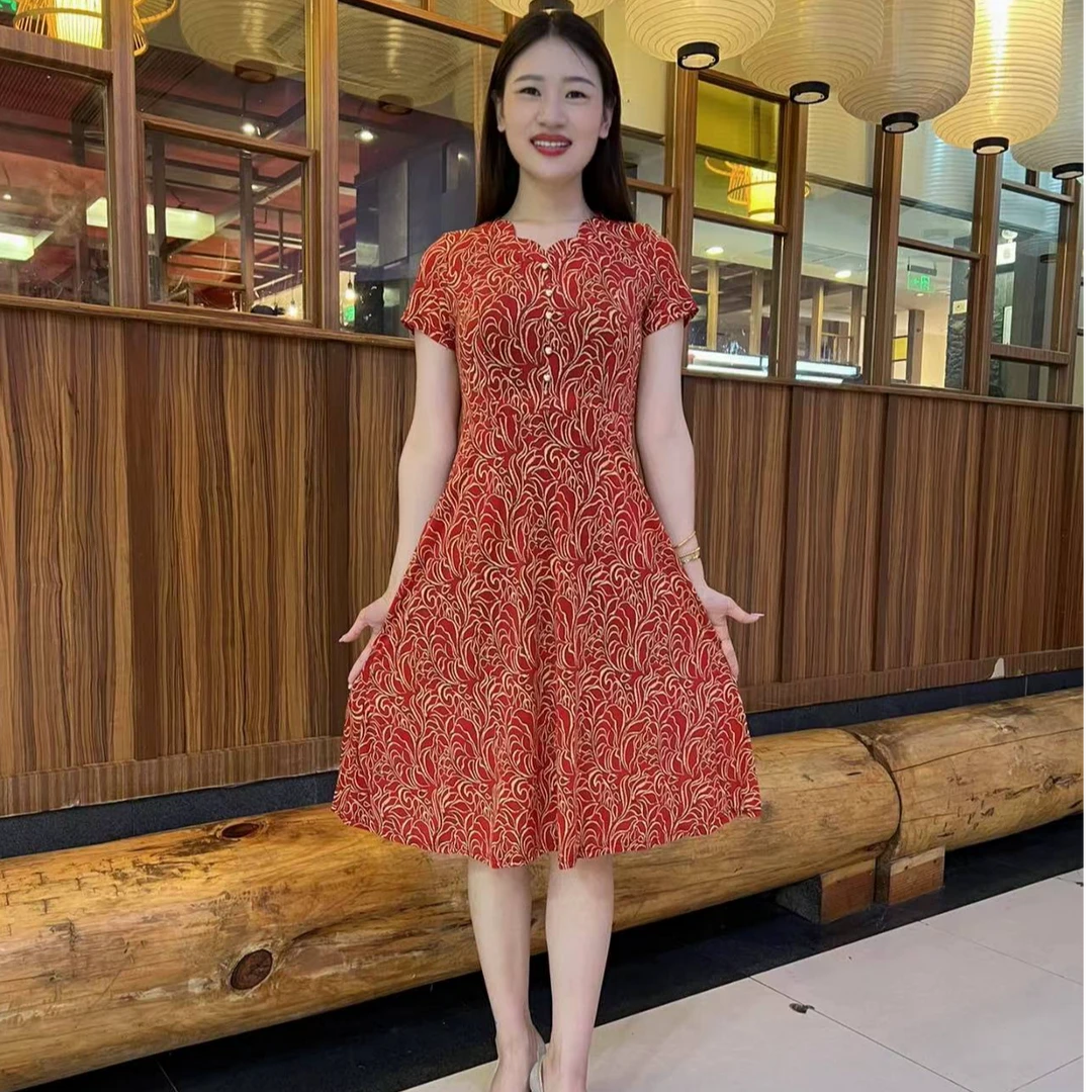 夏季冰丝修身气质时尚收腰冰丝连衣裙显瘦
