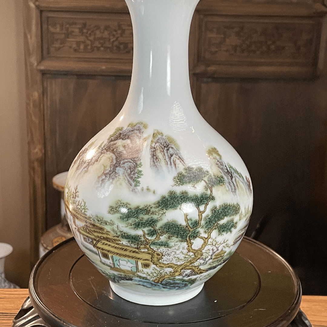 景德镇陶瓷花瓶插花摆件新中式家居客厅酒柜博古架装饰品瓷器摆件