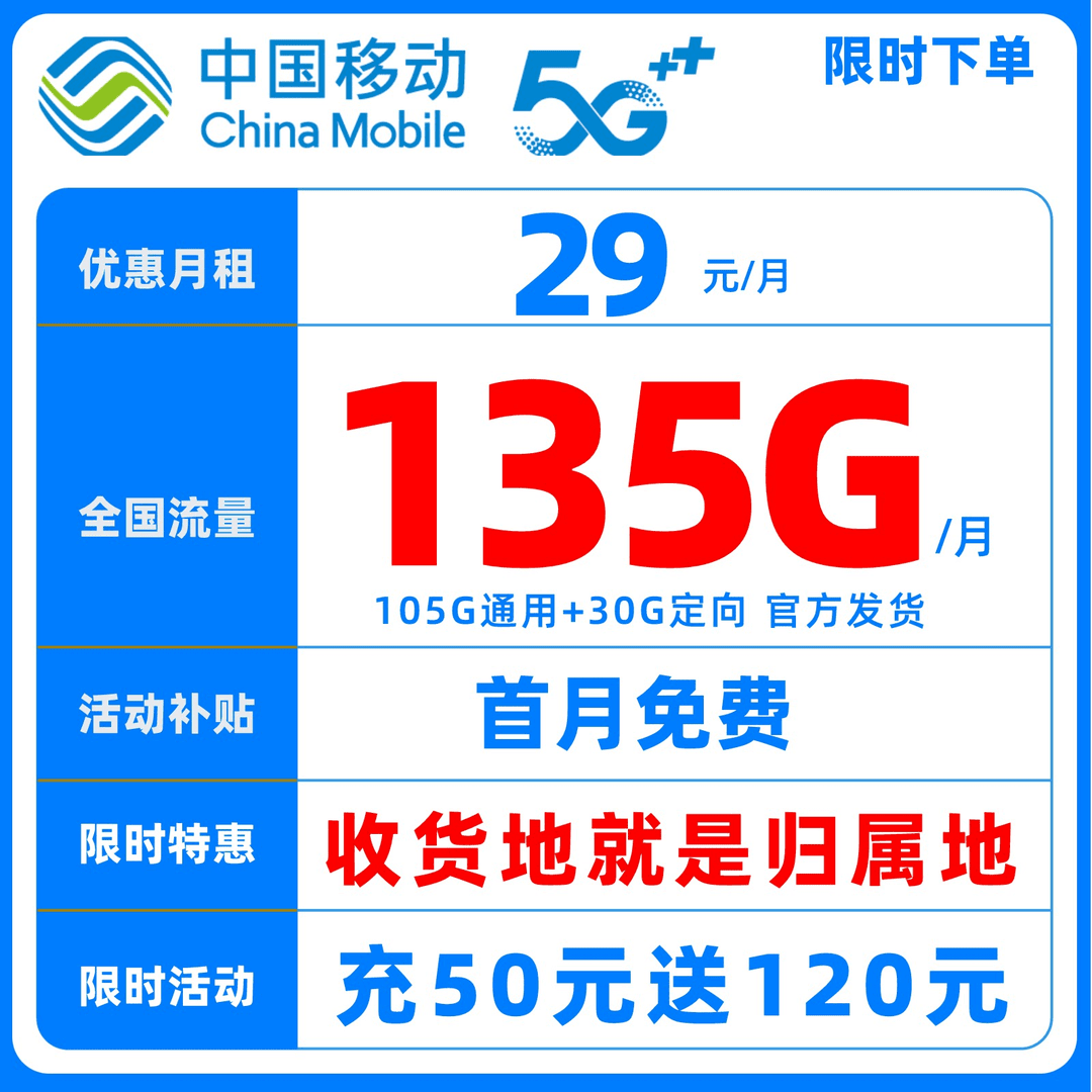 本地手机卡中国移动手机卡大流量卡星卡全国通用低月租长期套餐