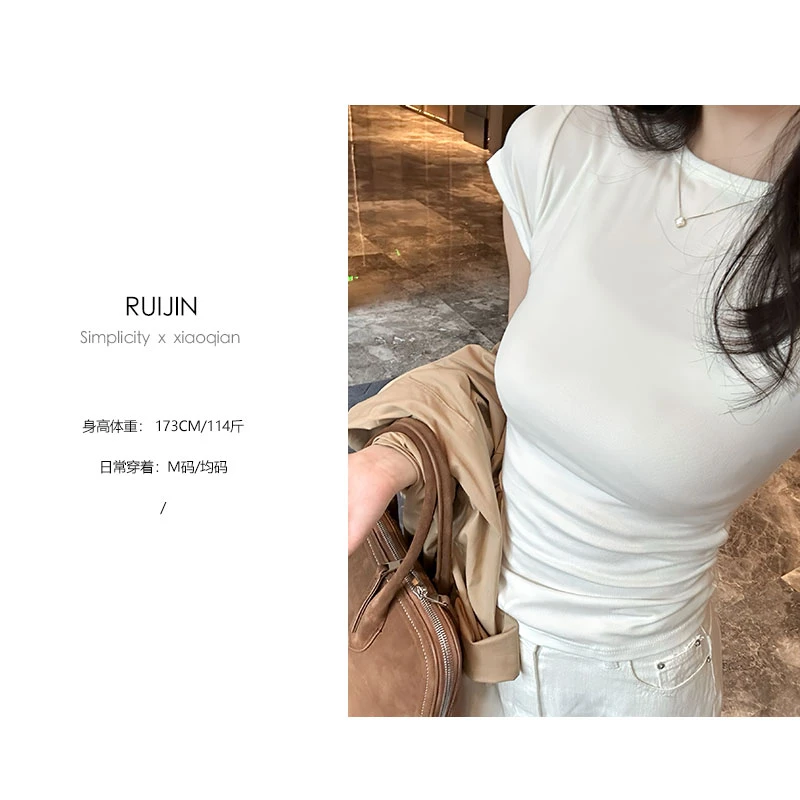 【RUIJIN】白色基础T恤气质休闲好身材显瘦百搭修身圆领