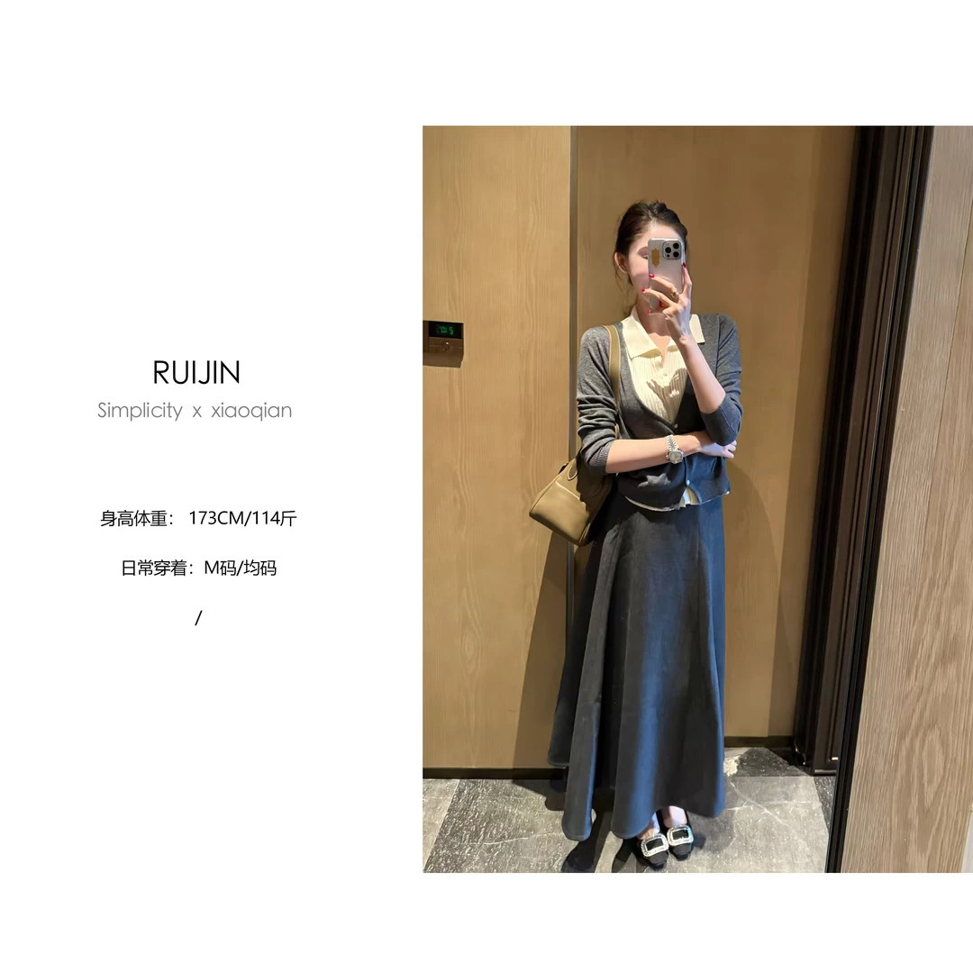 【91RUIJIN】小倩推荐好搭配半身长裙显瘦气质百搭日常秋冬复古裙