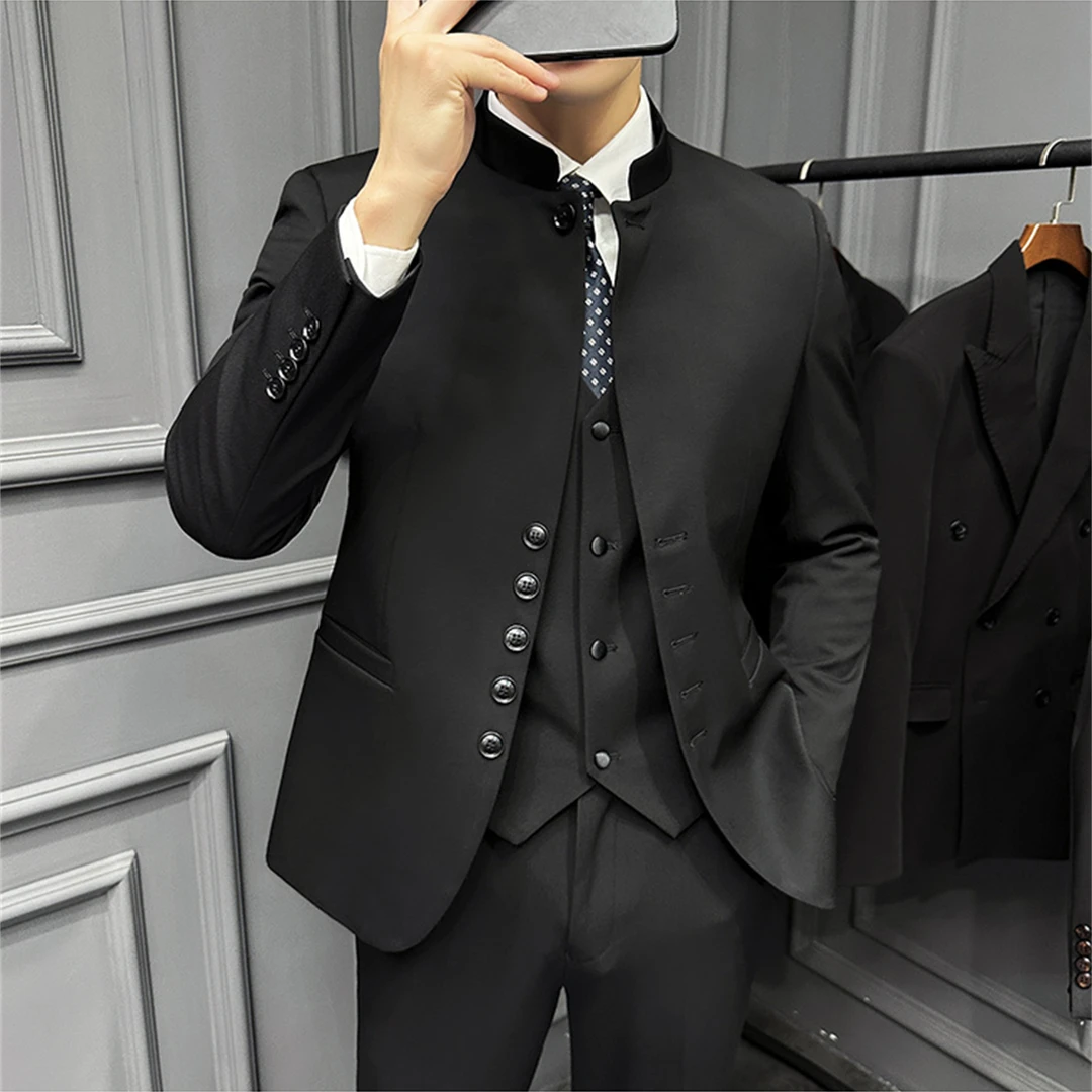 省钱风新中式男士立领西服帅气礼服2025新款秋季修身韩版西装外套