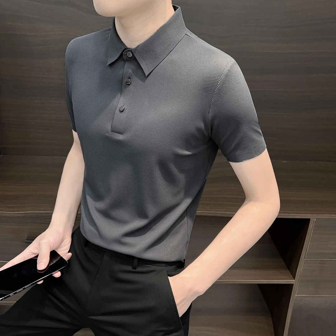 彬祖夏季男士POLO衫爆款冰丝时尚休闲商务高级感薄款短袖T恤男款