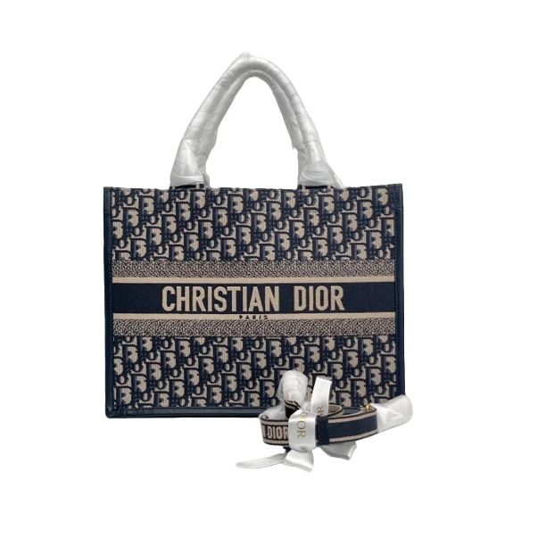 全新未使用 DIOR/迪奥 奢品阁/老花深蓝色中号tote包
