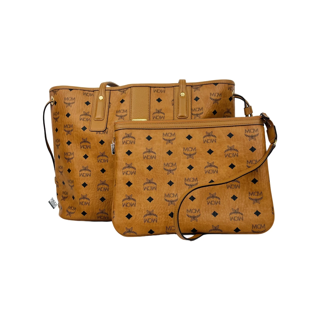 99新 MCM 奢品阁/干邑色/托特包/中号