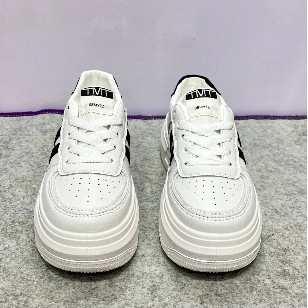 女士白色时尚百搭夏季真皮春季厚底白鞋潮流潮鞋低帮韩版高帮秋季