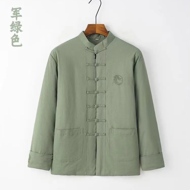 唐装男士弹力棉衣刺绣棉花棉袄加厚保暖盘中国风盘扣复古外套中式