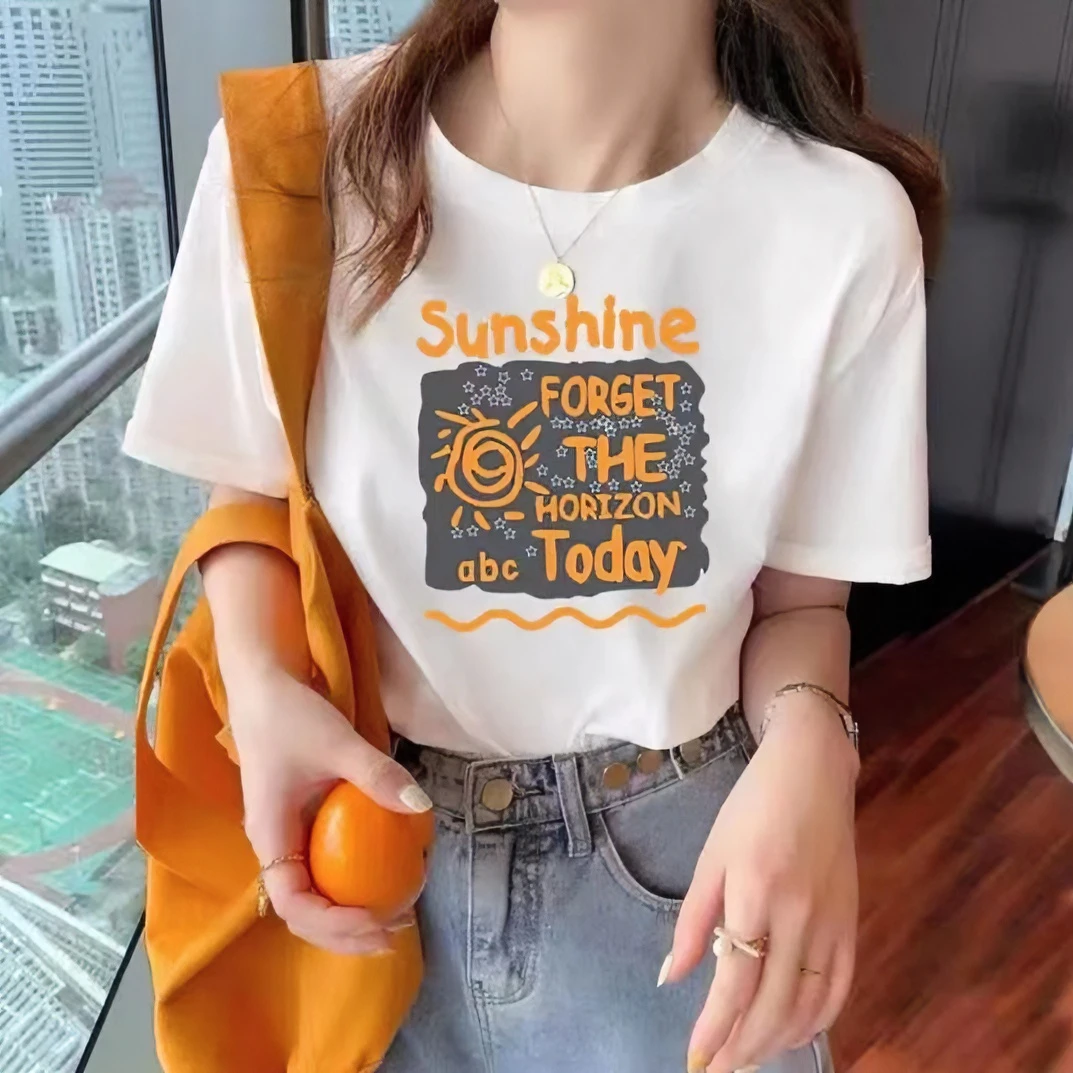 上新  2024新款夏季女装爆款印花棉短袖T恤 时尚休闲百搭圆领常规