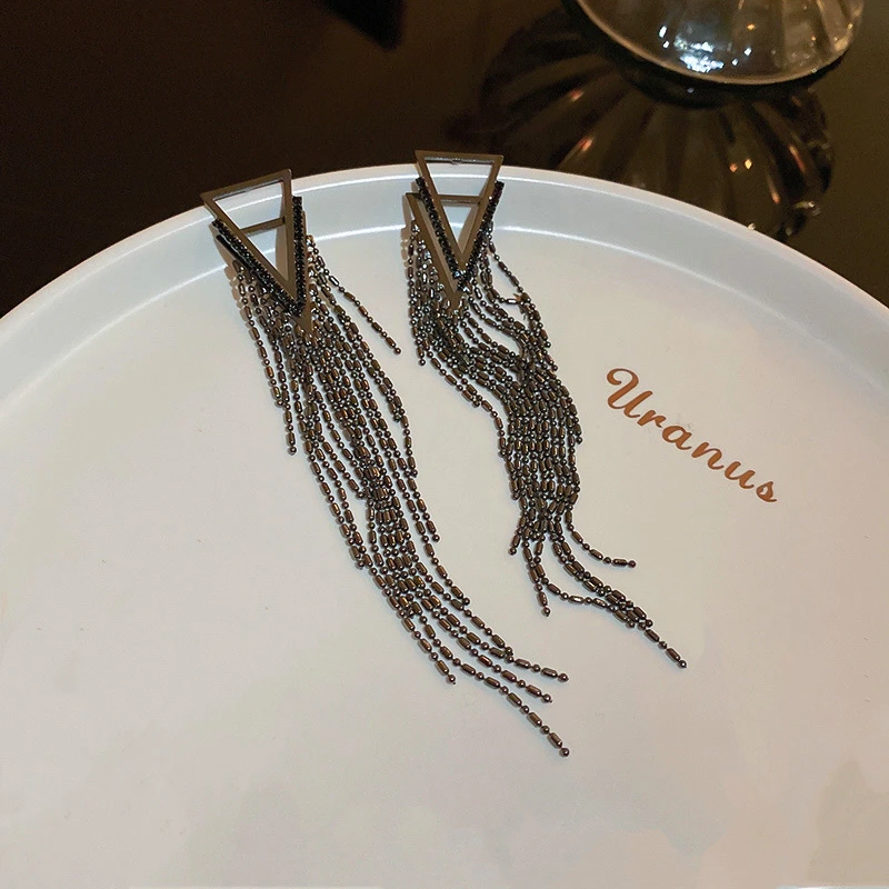 铜合金耳饰 [长野告白]JUYO流苏时尚气质轻奢高级感长款百搭耳钉