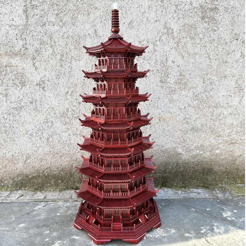 中式东阳木雕七层八角花梨木塔摆件工艺品礼品