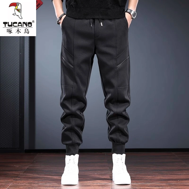 啄木鸟高端重磅卫裤男潮牌宽松休闲裤子2024秋冬季大码运动束脚裤