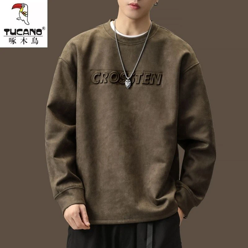 TUCANO/啄木鳥3D钢印麂皮绒男士卫衣秋冬季350g加绒休闲上衣男潮