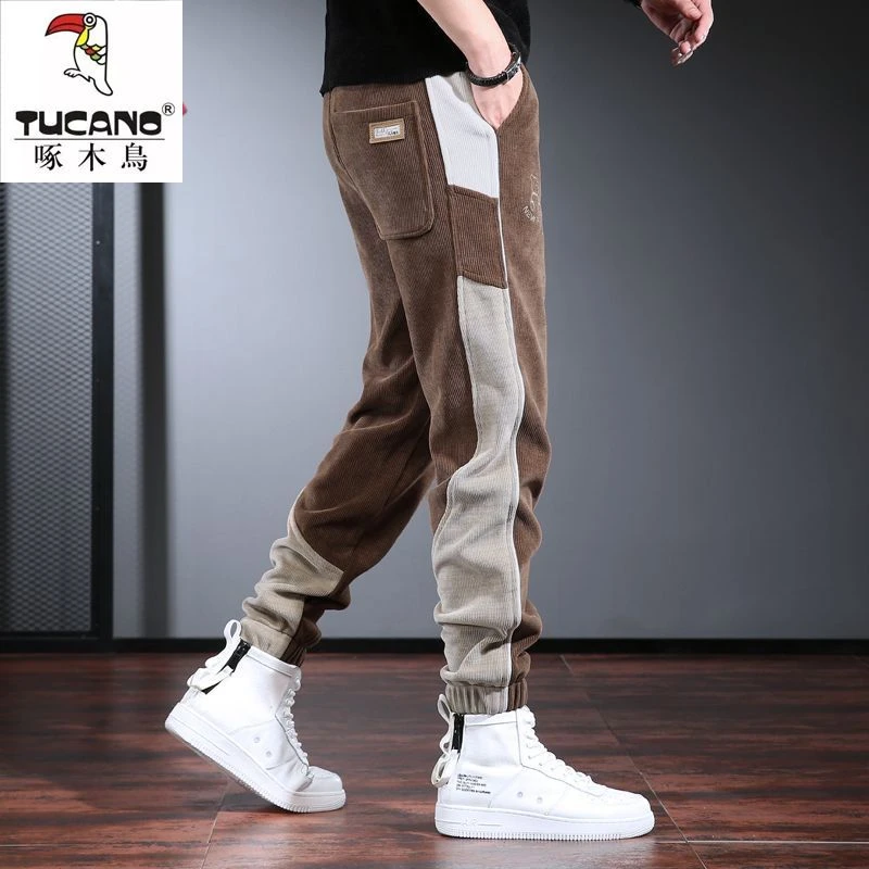 啄木鸟重磅卫裤男潮牌休闲裤男宽松2025秋冬新款雪尼尔裤子男加绒