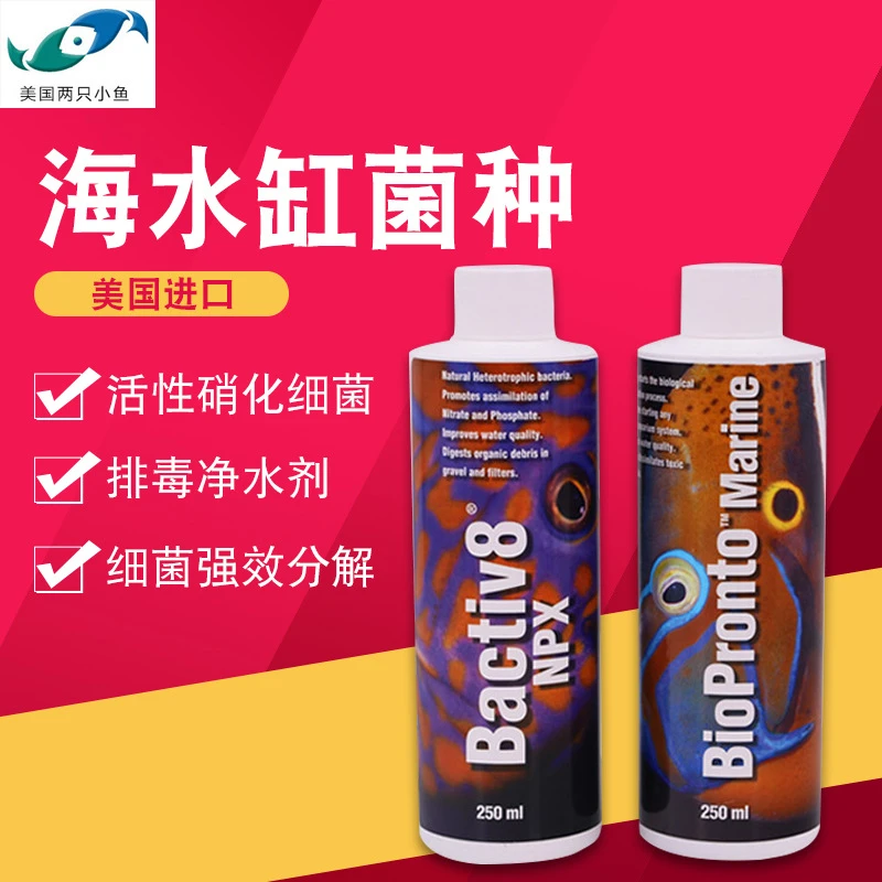 美国两只小鱼BioPronto Marine 净水剂 硝化细菌活菌海水缸菌种