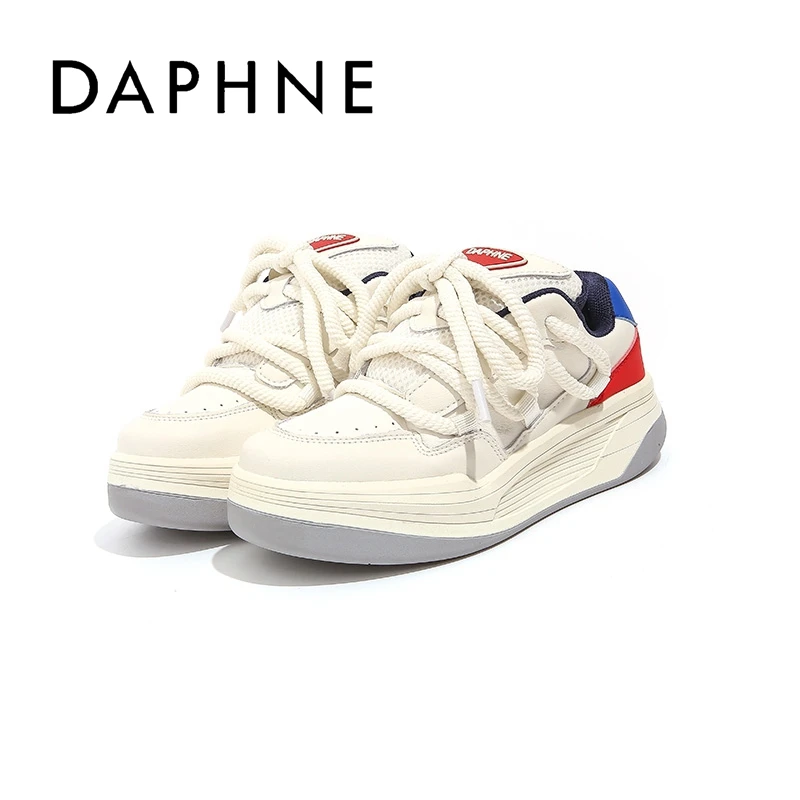 Daphne/达芙妮2025秋季新款厚底增高小白鞋百搭潮流时尚休闲女鞋