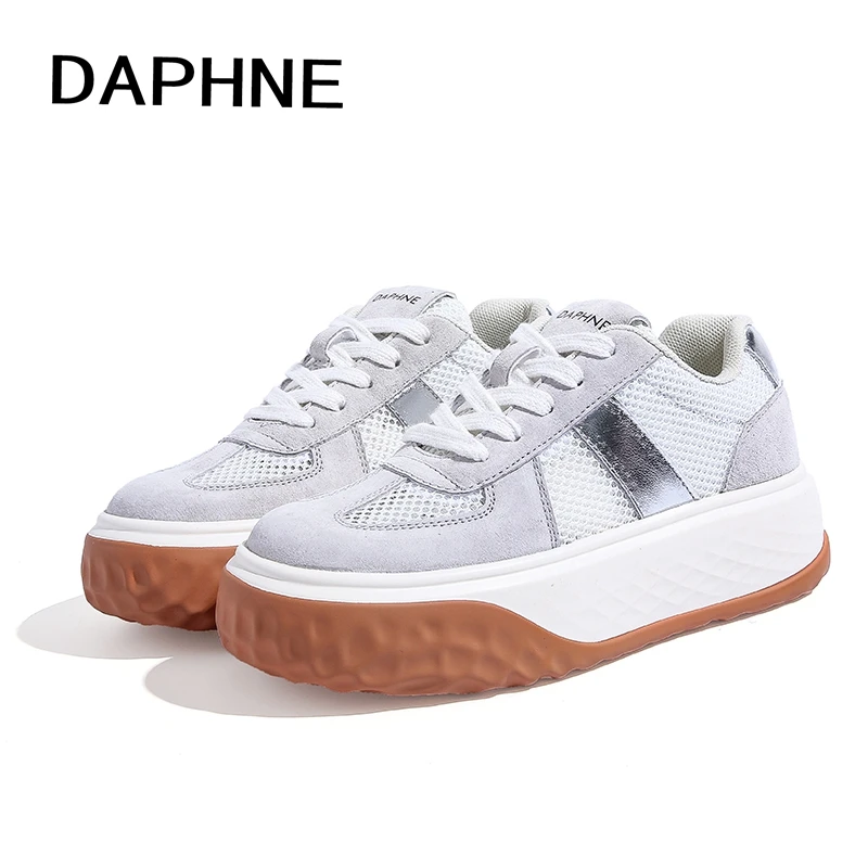 Daphne/达芙妮2024春季时尚透气系带小众百搭百搭厚底低帮松糕鞋