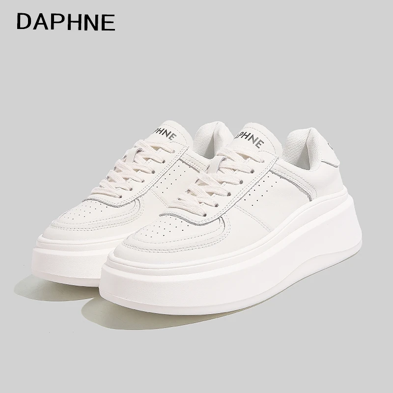 Daphne/达芙妮2025早春新款增高经典款小白鞋时尚百搭厚底真皮ins