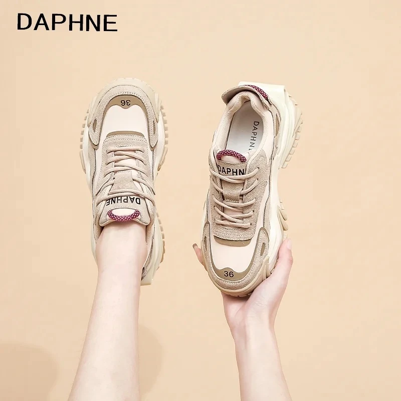 Daphne/达芙妮厚底老爹鞋春季新款百搭运动鞋英伦女鞋小香风透气