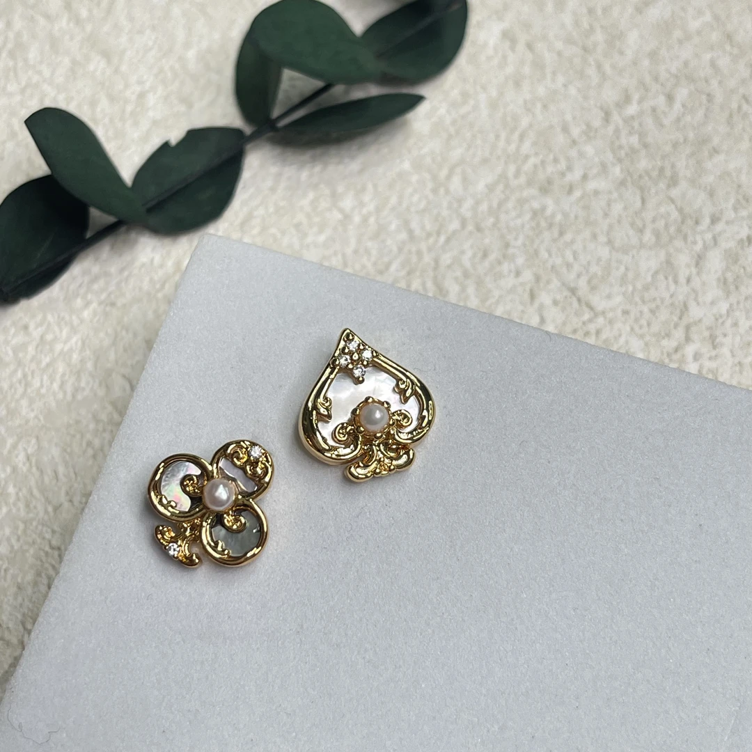 铜合金贝壳耳饰 蛇年礼物优雅感ab面耳钉bp1461