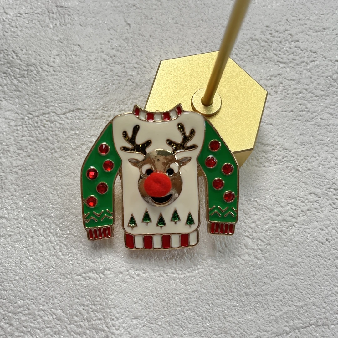 铜合金合成锆石胸针 孤品 甜美风少女圣诞小鹿胸针 BD080