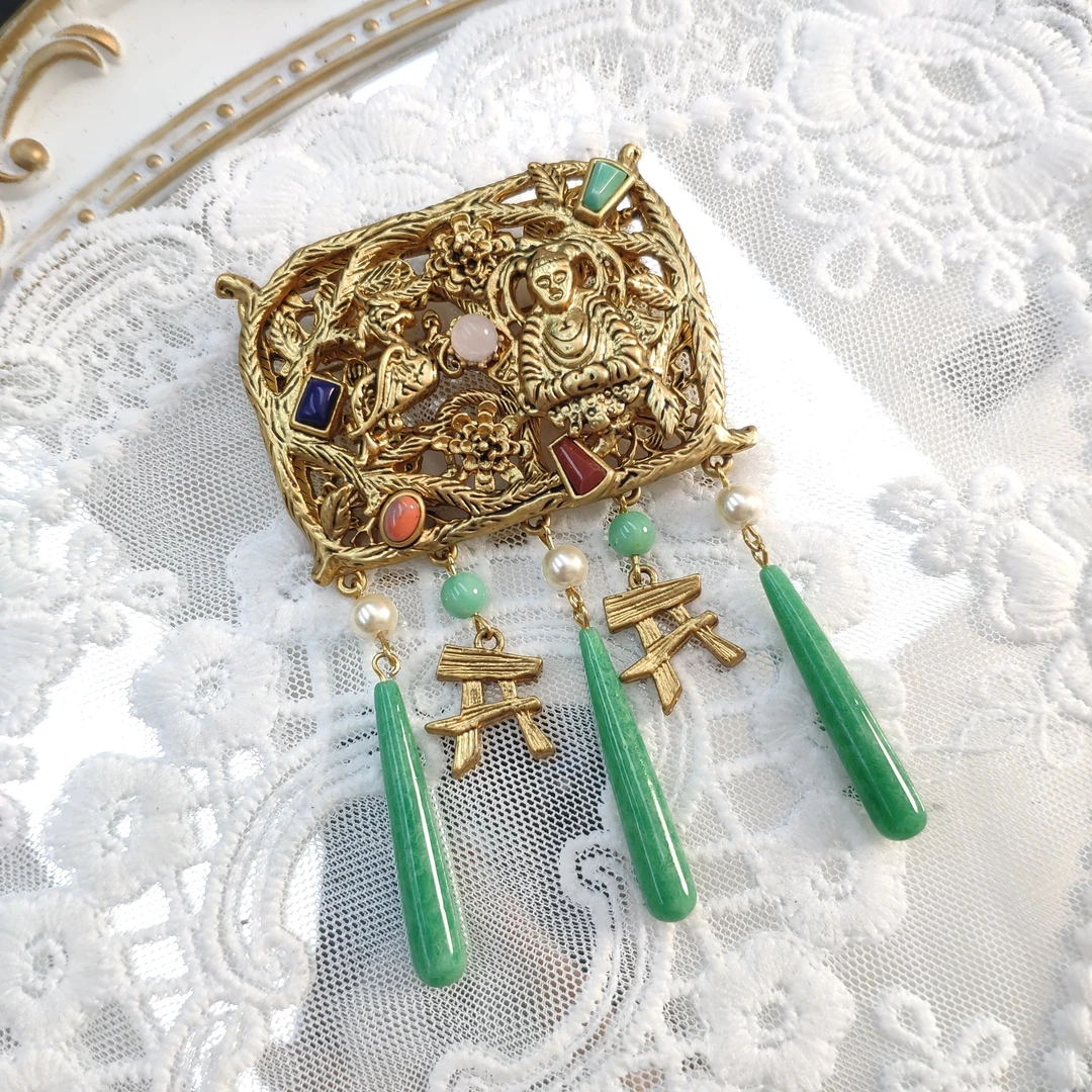 铜合金胸针 孤品复古镂空立体感胸针bd055