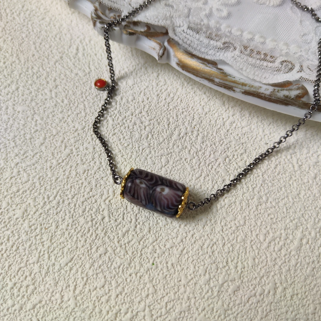 链子925银 意大利双色镀金特殊琉璃项链bw442长45㎝