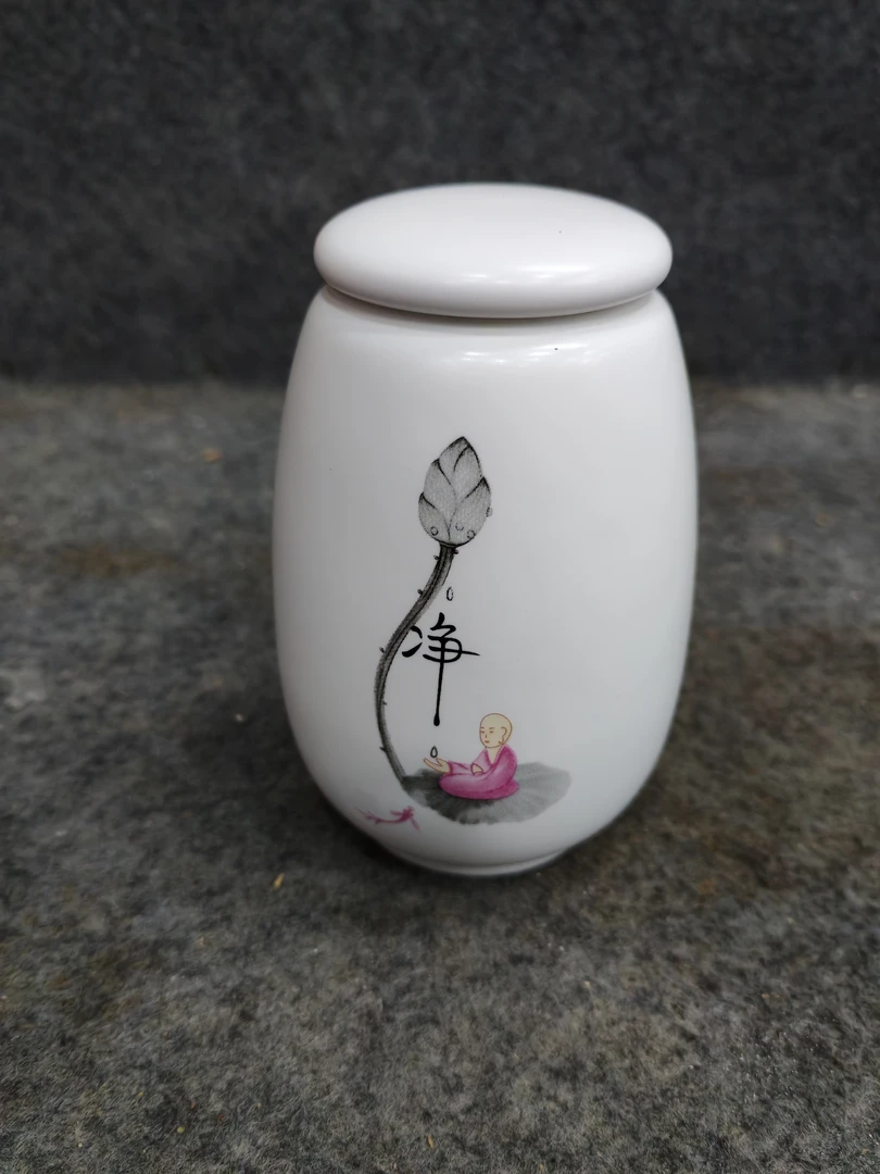 手绘陶瓷防潮茶叶罐密封罐创意精品中式家用存储茶叶罐茶道配件